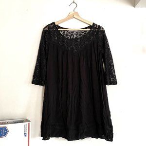 nwt SUCRE COLLECTIVE black crepe lace romantic tunic